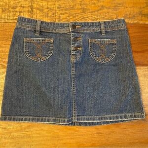 Vintage Y2K Old Navy Mini Denim Jean Skirt Ultra Low Rise SZ 4